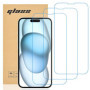 gueche Verre Trempé compatible iPhone 15, [Lot de 3] Protection d'écran Pour iPhone 15 [Extrêmement résistant aux rayures] [Haut