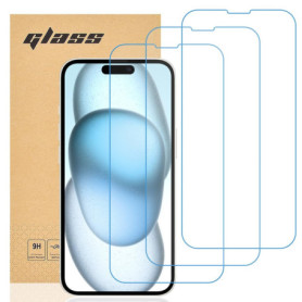gueche Verre Trempé compatible iPhone 15 Plus, [Lot de 3] Protection d'écran Pour 15 Plus [Extrêmement résistant aux rayures] [H