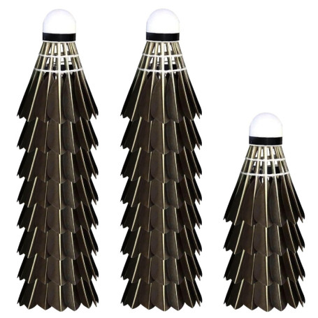 WIYETY Lot de 12 balles de badminton noires : volants en plume d'oie tête en liège, entraînement sportif, entraînement à grande 