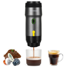 Kssiaz Machine à Espresso Portable, Cafetière Electriques avec Chauffage Automatique, USB et Chargeur de Voiture, Mini Cafetière