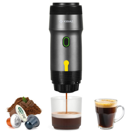 Kssiaz Machine à Espresso Portable, Cafetière Electriques avec Chauffage Automatique, USB et Chargeur de Voiture, Mini Cafetière
