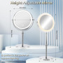 NVIYAM Miroir de Maquillage Grossissant, 1X et 10X Double Face Mirroir Maquilleur Lumineux, Hauteur Réglable Miroir de Table, Ro