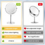 NVIYAM Miroir de Maquillage Grossissant, 1X et 10X Double Face Mirroir Maquilleur Lumineux, Hauteur Réglable Miroir de Table, Ro