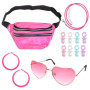 GADITIEK Lot de 4 tenues des années 90 et 80 pour femme, fête à thème, lunettes de soleil en forme de cœur, tenue de fête de Maj