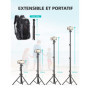 CIRYCASE Trépied Smartphone, 142cm Extensible Perche a Selfie Monopods Trepied Aluminium avec Télécommande Bluetooth & Support d