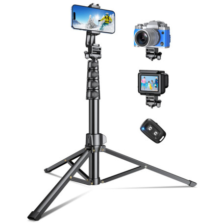 CIRYCASE 177cm Trepied Smartphone, Portable Tête de Trépied Appareil Photo Extensible en Aluminium avec Télécommande sans Fil, P