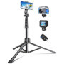 CIRYCASE 177cm Trepied Smartphone, Portable Tête de Trépied Appareil Photo Extensible en Aluminium avec Télécommande sans Fil, P