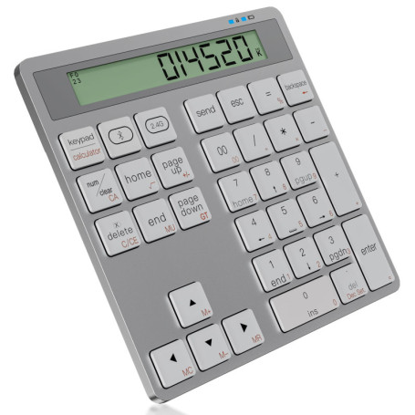 Pavé Numérique Bluetooth, 2,4 G Pave Numerique sans Fil Ergonomique Portatif Clavier Numérique 34 Touches avec Calculatrice d'af