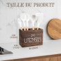 PUERSI Porte Ustensiles Cuisine en Bois, Rangement Ustensiles Cuisine pour Comptoir, Porte Couverts pour Décor de Cuisine de Fer