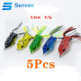 senvenelec Lure Ray Frog Topwater Grenouille manivelle , appât de pêche œil 3D Souple et Crochet, Douce - 5 pièces