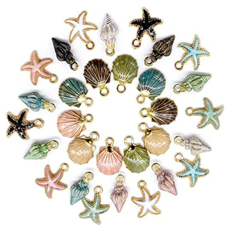 30 Pièces Conque Coquilles Plaqué Breloques, Shell Sirène Queue Charmes Alliage Émail Pendentifs, Alliage Shell Pendentif Marine