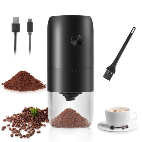 Weinsamkeit Moulin à Café Electrique, USB Rechargeable Moulin a Cafe avec Meule en Céramique et Brosse Coffee Grinder Rugosité R