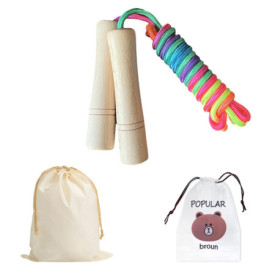 1 corde à sauter avec 2 sacs de rangement, corde à sauter avec manche en bois, corde à sauter réglable, corde à sauter colorée p