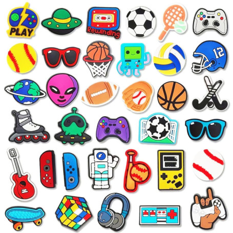 SLAXJNE 35 Pièces Accessoires De Chaussures De Jeu De Sport, Accessoires Crocodile, Pendentif Crocodile Pour Enfants Et Garçons,