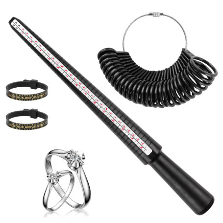 VFANDV Ensemble de 4 Pièces Outil de Mesure pour Bague, Mesure Doigt pour Bague Guide des Tailles Mesure de Taille de Doigt Set 