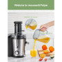 Juilist 800W Centrifugeuse Extracteur de Jus, Centrifugeuse Fruits et Legumes à 2 Vitesses, 75MM Large Bouche en Acier Inox, Des
