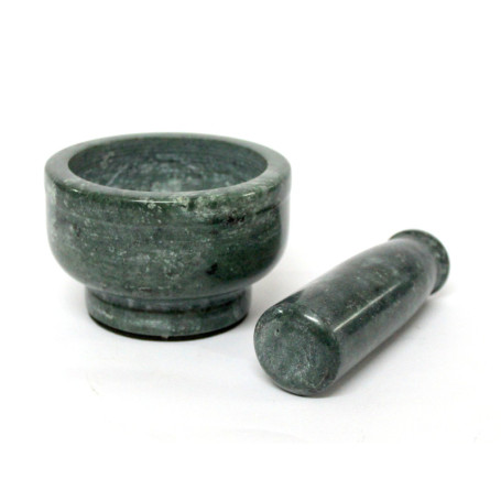 KLEO Ensemble de mortier et pilon en pierre naturelle de 10,2 cm de diamètre comme moulin à épices, presse-purée – Okhli et Musa