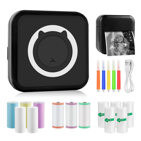 GuKKK Imprimante Photo Portable, Mini Imprimante Photo Instantané sans Fil, Imprimante Thermique sans Fil BT Imprimante Mobile, 