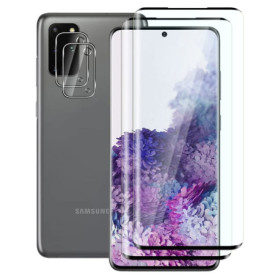 FWang Verre trempé compatible avec Samsung Galaxy S20 PLUS,3D Couverture Complète,9H Dureté,Anti-Rayures,sans Bulles,HD,Contenir