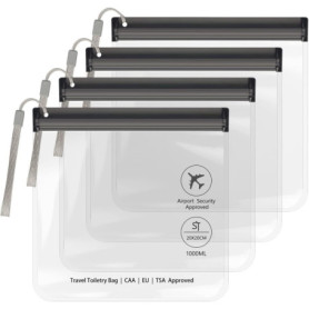 SLIJAR Lot de 4 Trousses de Toilette Transparente pour Voyage,approuvées par la TSA 20 x 20 cm kit voyage avion Pour Le Transpor