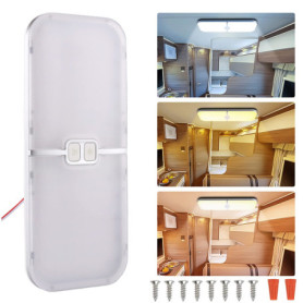 Intckwan Plafonnier Led 12v Camping Car, 204LEDs, 15W Dimmable, 3 Couleurs, Lampe 12v Led avec Commutateur de MéMoire, éClairage