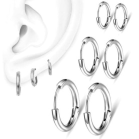 VZUHSW 3 Paires Boucles d'oreilles Créoles en Acier Inoxydable Boucles d'oreilles Cercles Cartilage Anneaux de Nez Lèvres pour F