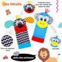 hugttt 4 Pcs Bébé Poignet et Chaussettes Hochet Jouets, Pied Finder et Poignet de Bell Strap Hochet Chaussettes Animaux Jouet Ev