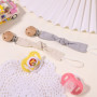 Hugttt Attache Tetine Tissu, 2 Pièces Attache Sucette Fille Garçon Accroche Tetine Bois, Pacifier Chain Chaîne de Tétine pour Bé
