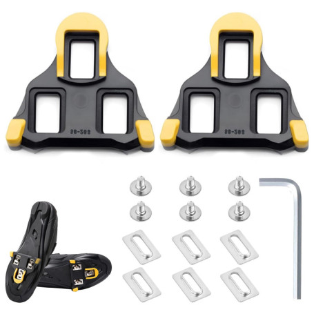 1 paire de crampons pour chaussures de vélo - Avec accessoires de montage (jaune)
