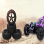 Pxyelec Jantes et pneus avant et arrière 1/10 Off Road RC Buggy x4 Noir 5 rayons pour HSP