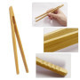Lot de 4 pinces en bambou longues et droites - Ustensiles de cuisine - Pince à pain - Pince en bambou alimentaire - Ustensiles d