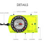 1 boussole verte fluorescente et 2 sifflets argentés, accessoires de plein air, boussole de randonnée, mini boussole, équipement
