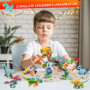 Dazhtu Calendrier de l'avent 2024 Enfant 24 pièces Blocs de Construction découverte Dinosaures et véhicules Jouets, Bloc de Cons
