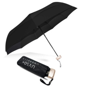 Vinmooog ,Mini parapluie de poche pliable femme parapluie anti tempete/UV Compact Portable étanche Ombrelle de Voyage-le noir