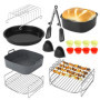 Accessoires air fryer, 20 pièces accessoires de friteuse à air carrés pour Philips Airfryer XL 6,2L XXL 7,2L, Ninja 5,8 L/6,2 L,