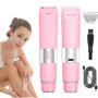 Épilateur 2 en 1 à double tête pour femme, épilateur rechargeable, mini épilateur électrique sans fil pour le corps, le visage, 