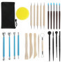 Bafumiu Set de 25 Outils de Modelage, Kit Argile, Outils de Poterie pour Argile, Kit de Poterie avec Sac de Rangement, Outils Ar