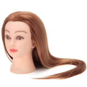 Tête à Coiffer, Tête de Mannequin avec de Vrais Cheveux Coiffeur Tête d'entraînement Tête Formation Coiffure avec Support pour L