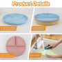 Lot de 5 Assiette Compartiment Adulte Enfant, Assiettes Divisées, Assiette Reequilibrage Alimentaire Adulte, Assiette Plastique 
