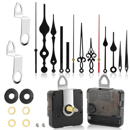 2 Pièces Mécanisme Mouvement d'Horloge, Mouvement d'Horloge Silencieuse, Mécanisme Horloge à Pile, avec 5 Paires Horloge Aiguill