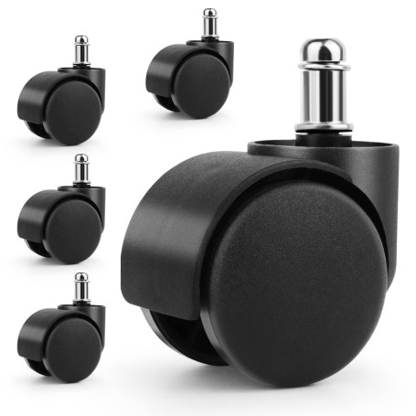 5pièces Roulettes Chaise de Bureau,roulette pour chaise de bureau,Silencieux 360°Rotation Protéger Le Sol Résistantes à l'abrasi