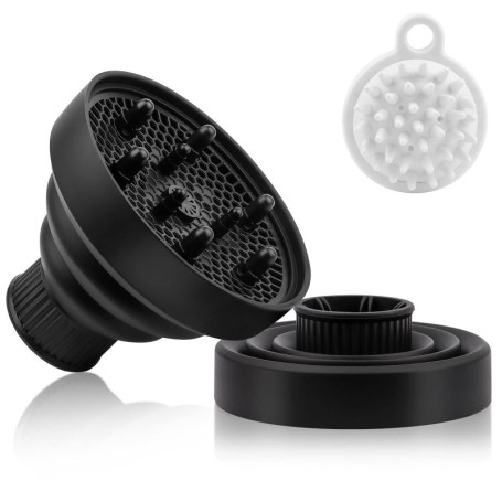 Diffuseur Seche Cheveux Diffuseur Boucle Pliable Embout Seche Cheveux Boucle avec Brosse Massage Cuir Chevelu Pour Buse D = 1,57