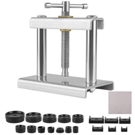 MXTIMWAN Presse de Boîtier Montre, Outil de Réparation avec 18 Moules pour Fermeture et Pression