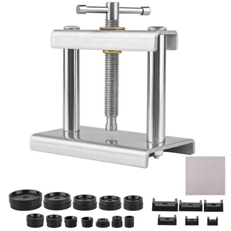 MXTIMWAN Presse de Boîtier Montre, Outil de Réparation avec 18 Moules pour Fermeture et Pression