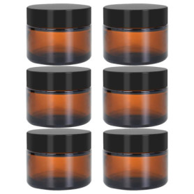 Aililong Lot de 6 bocaux à crème, 50 ml, en verre ambré, transparent, pour cosmétiques, lotions, pommades, huiles essentielles, 