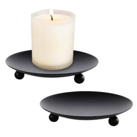 VIVIIHOO Lot de 2 bougeoirs en métal noir pour bougies piliers, design élégant pour décoration de table et dîner aux chandelles