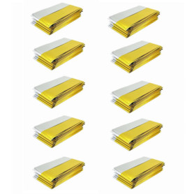 TENQUAN 10 Pcs Couverture de Survie, 210cm x 160cm Couverture Survie Extra Large Mylar Argent Doré Couverture Kit de Survie Ther
