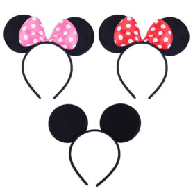 CORTNEY 3 Pcs Mickey Minnie Bandeaux, Oreilles de Minnie Mouse, Adultes et Enfants Utilisé Pour la Mascarade, Fête D'anniversair