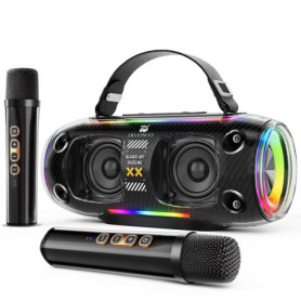 Machine de karaoké avec 2 haut-parleurs de microphone sans fil, un système de sonorisation Bluetooth portable pour adultes et en