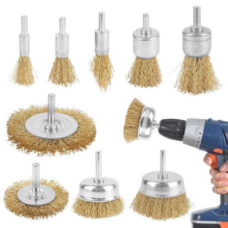 Lot de 9 Brosses Métalliques, Brosse Visseuse Meuleuse Circulaire avec Kit de Brosse pour Perceuse 1/4 pouce Meuleuse pour Visse